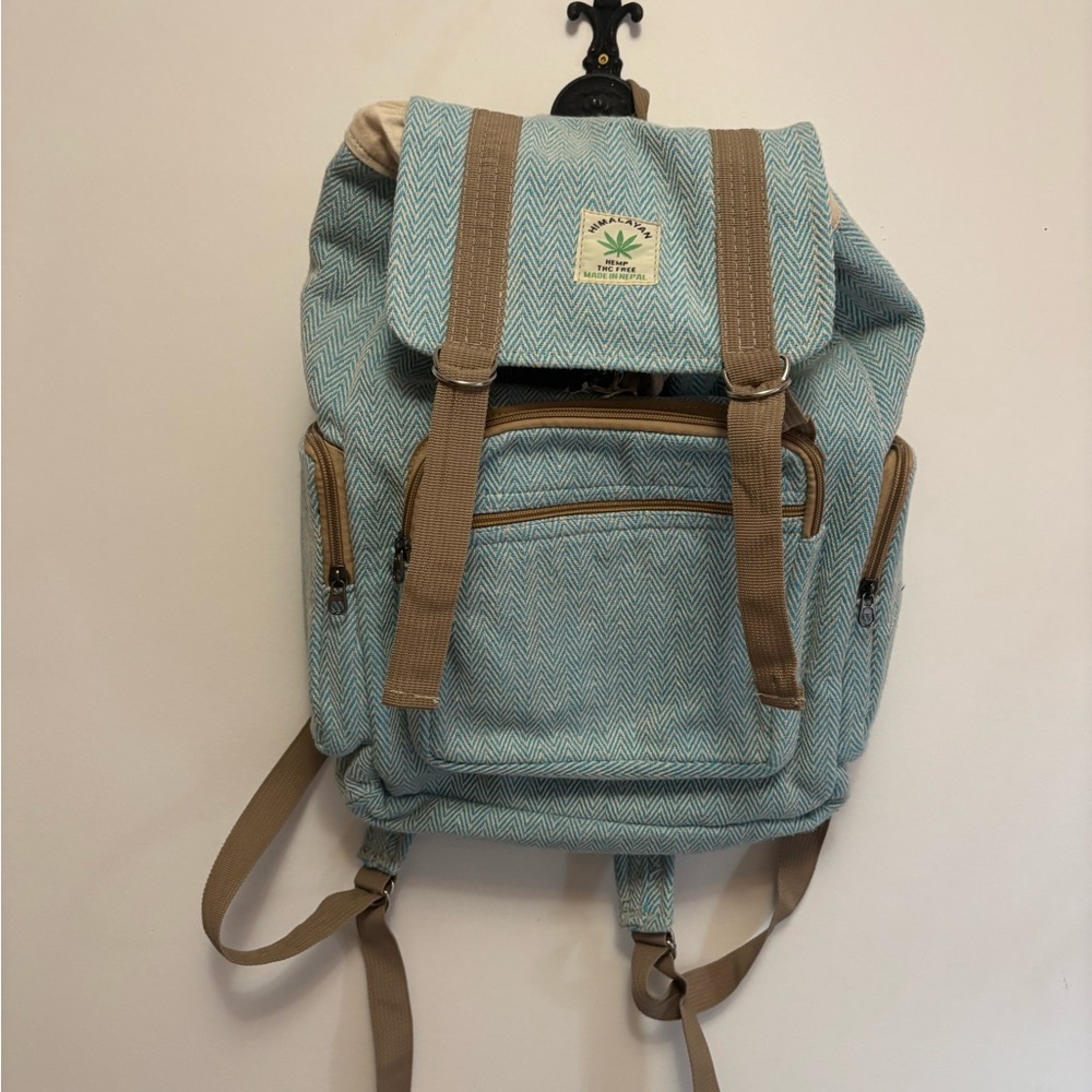 MOULDY AND STINKY Hemp Blue and Tan Backpack